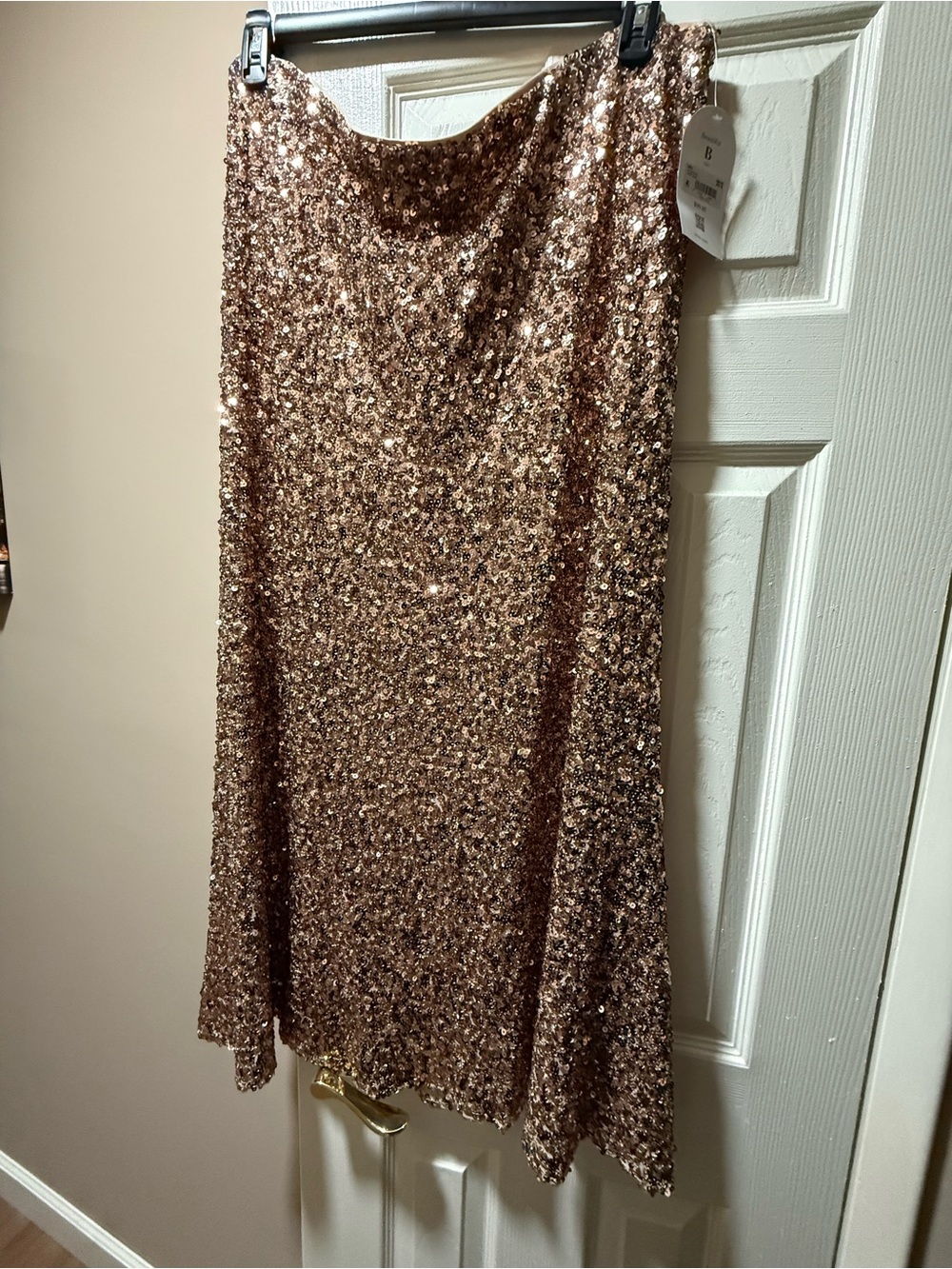 ARULA Rose Gold Sequin Maxi Skirt
